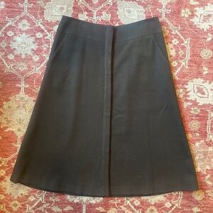 LaFayette 148 New York Brown A-Line Midi Button-Down Wool Skirt